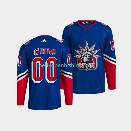 New York Rangers Custom Adidas 2022-2023 Reverse Retro Blauw Authentic Shirt - Mannen